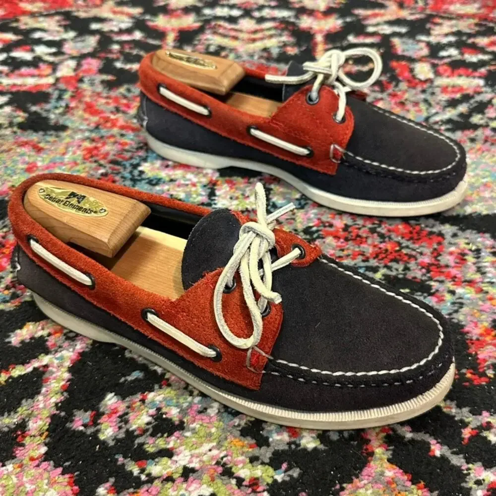EUC Rancourt & Co. x Jack Spade Suede Boat Shoe USA Red White Blue Maine USA 6 D